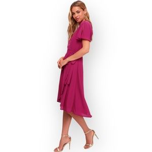 Lulus Rise to the Occasion Magenta Midi Wrap Dress S True wedding
